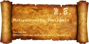 Matyasovszky Benjámin névjegykártya
